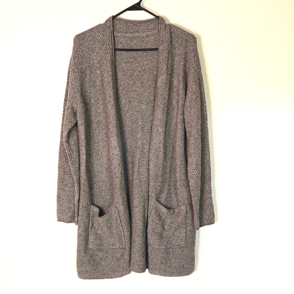 Gray long Knit Open Front Cardigan sweater size M/L